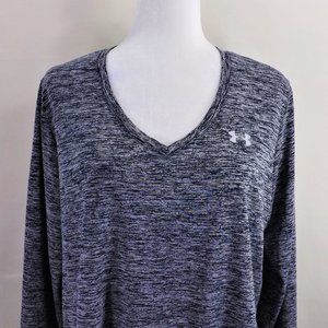 Under Armor Midnight Blue Haze V-Neck Loose Fit Long Sleeve Pullover Top L/XL